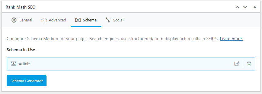 Generate Schema Markup with Rank Math