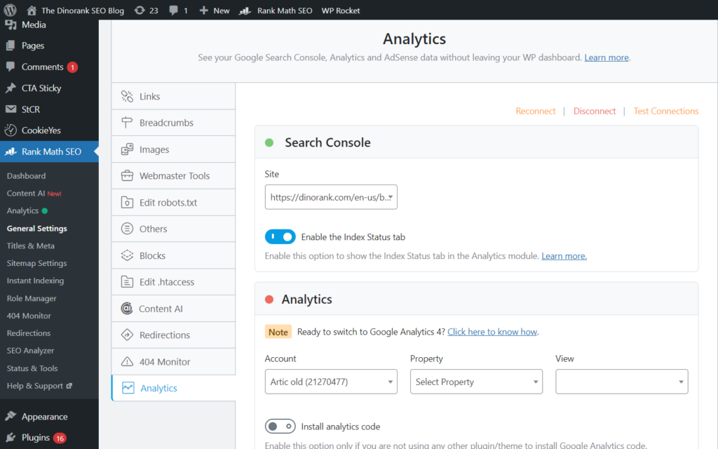 Integration with Google Search Console and Google Analytics 4