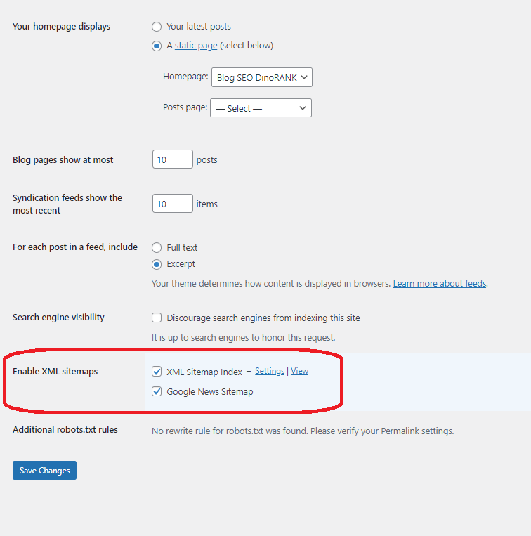 Enable XML sitemaps