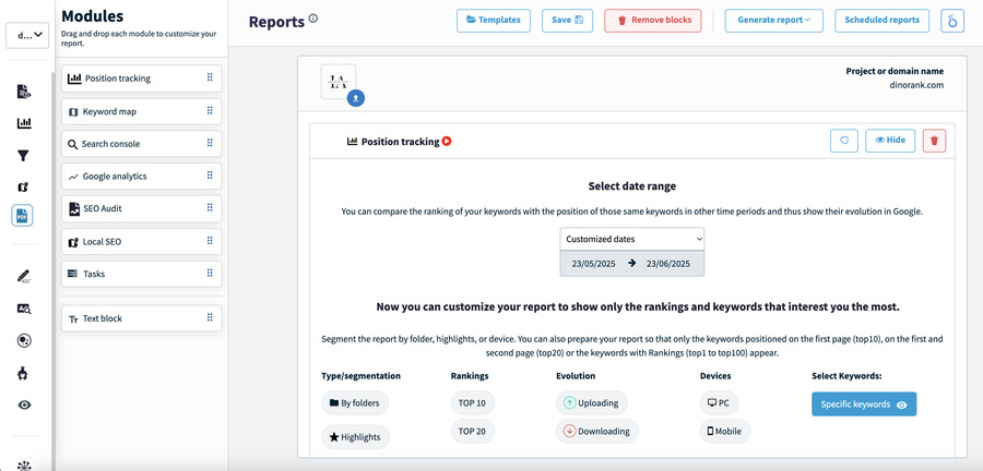 DinoRANK SEO reports