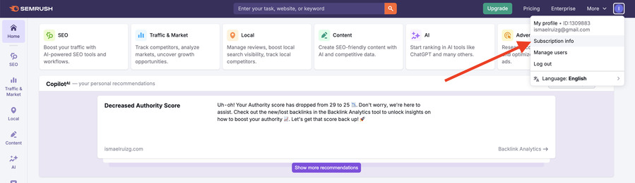 Semrush unsubscription
