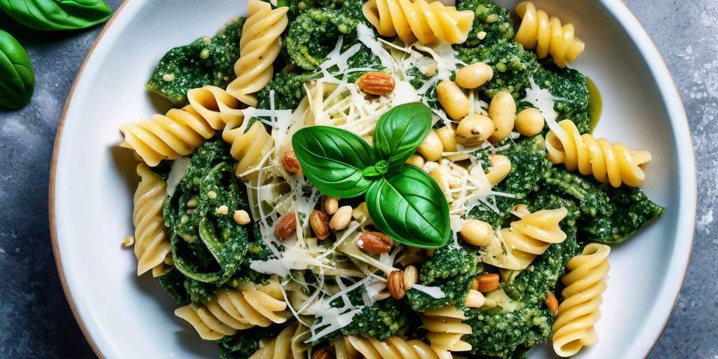 Ensalada de Pasta con Pesto de Espinacas 2 ENSALADA DE PASTA CON PESTO DE ESPINACAS, imagen creada con inteligencia artificial