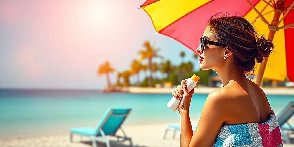 Mujer tomando el sol en la playa