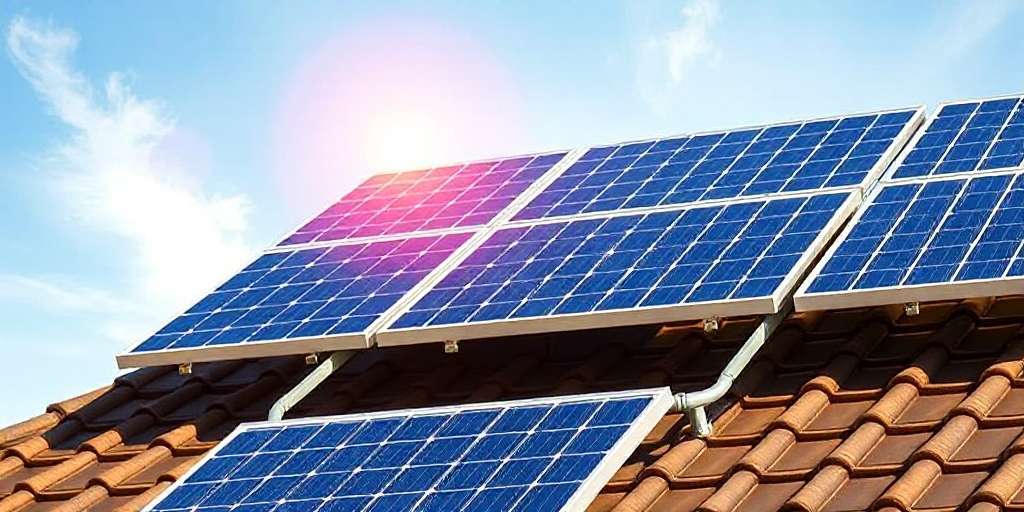 Paneles solares recibiendo energia solar en el techo de una casa