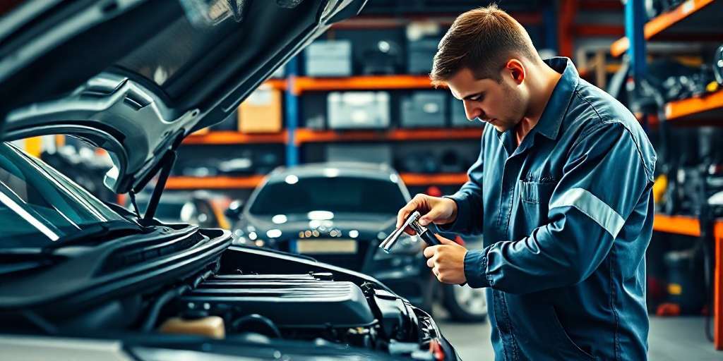 Mecanico reparando un automóvil