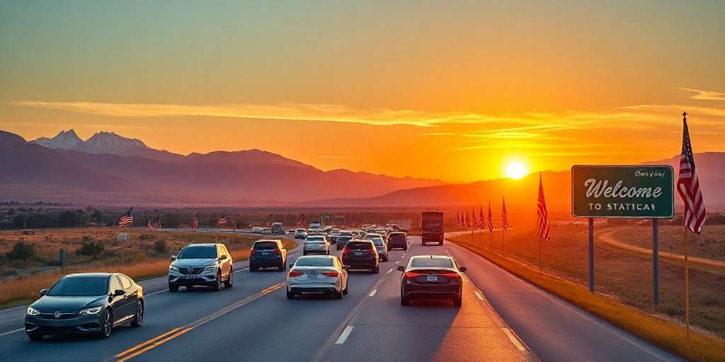 Carretera con muchos autos en EEUU