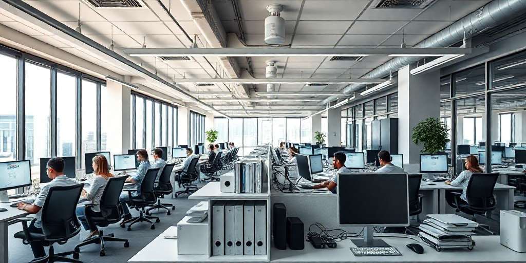 Un equipo de contadores trabajando en su escritorios para la maquila de nómina de una empresa.
