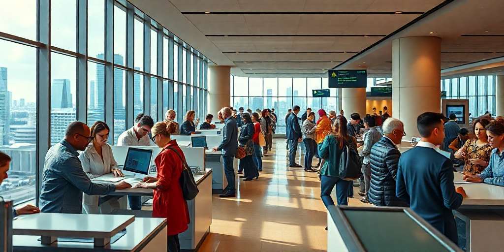 oficina en la que están realizando transferencias bancarias internacionales