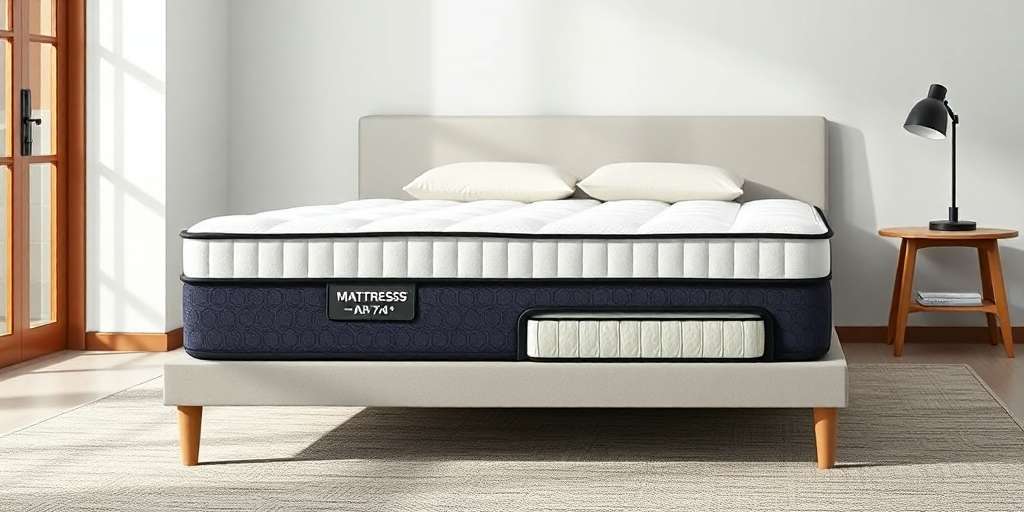 Colchón híbrido moderno con capas viscoelásticas y resortes ensacados, diseñado para ofrecer máximo confort y soporte óptimo durante el descanso nocturno, ideal para comprar en Barcelona con envío gratuito