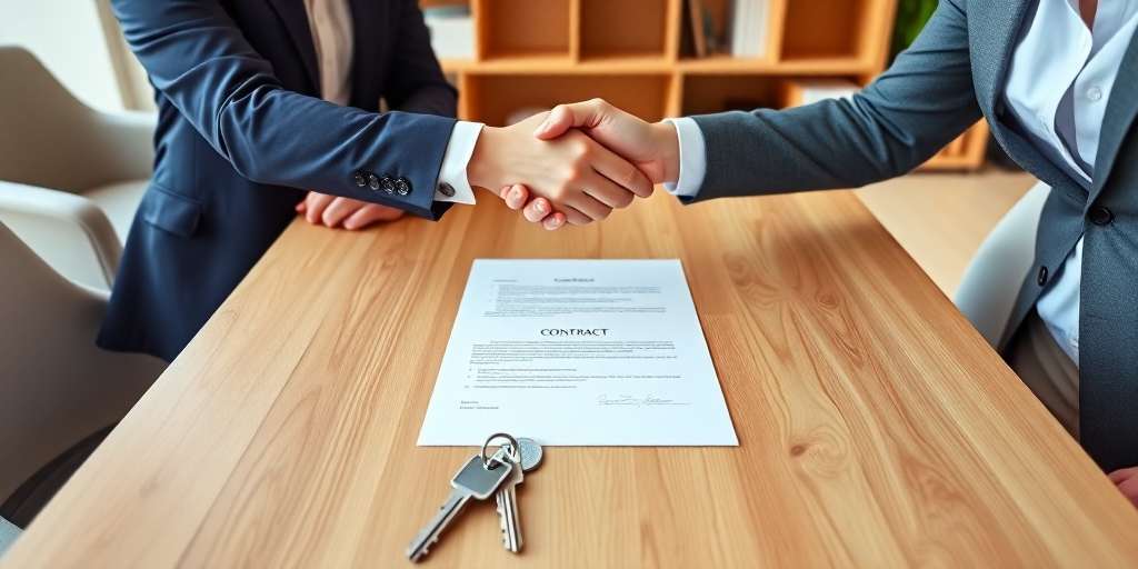 Contratos de compra venta dos personas cerrando un trato inmobiliario